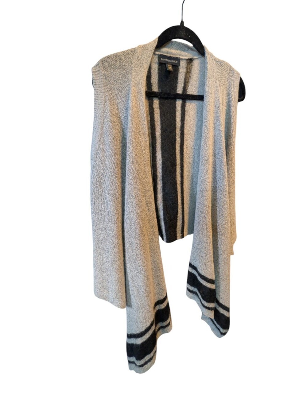 Banana Republic Gray and Black Striped Open Cardigan